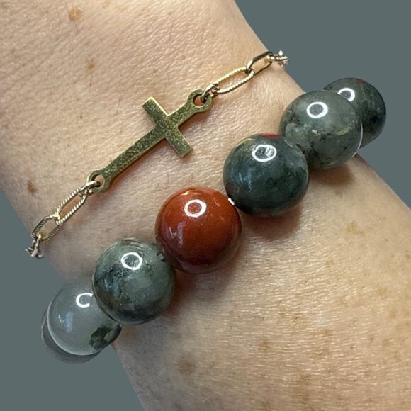 Afphan Blood Stone Bracelet Jewelry crystal beaded accessories handmade boho NEW - Picture 1 of 9